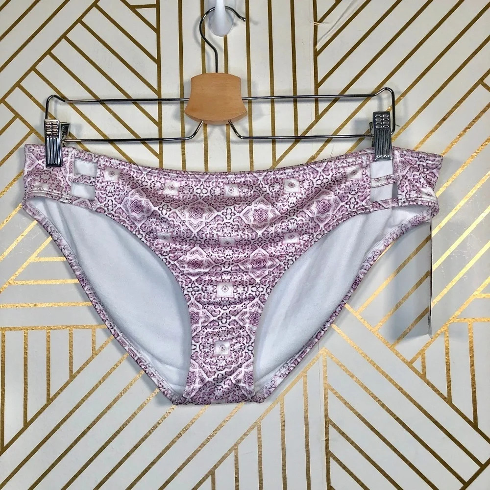 Athleta Aqualuxe Print Ladder Front Bikini Bottom